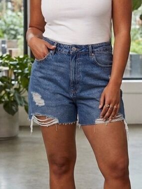 High Waisted Bermuda Jean Shorts